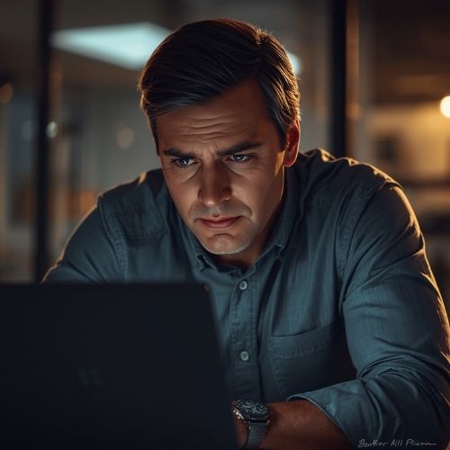 Person looking at a laptop while learning how online investment scams work